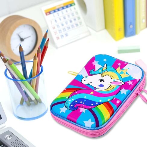AGSDON Pencil Case for Girls, Cute Unicorn Pencil Box, Kids School Supply Organizer Stationery Bag Zipper Pouch in Kuwait