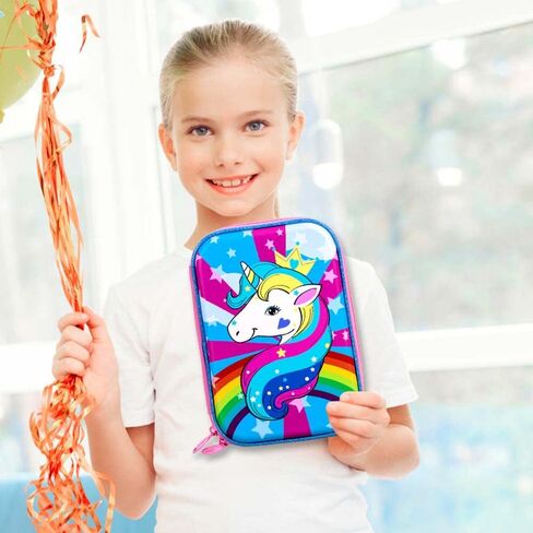 AGSDON Pencil Case for Girls, Cute Unicorn Pencil Box, Kids School Supply Organizer Stationery Bag Zipper Pouch in Kuwait