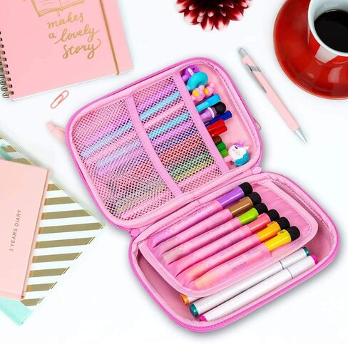 AGSDON Pencil Case for Girls, Cute Unicorn Pencil Box, Kids School Supply Organizer Stationery Bag Zipper Pouch in Kuwait