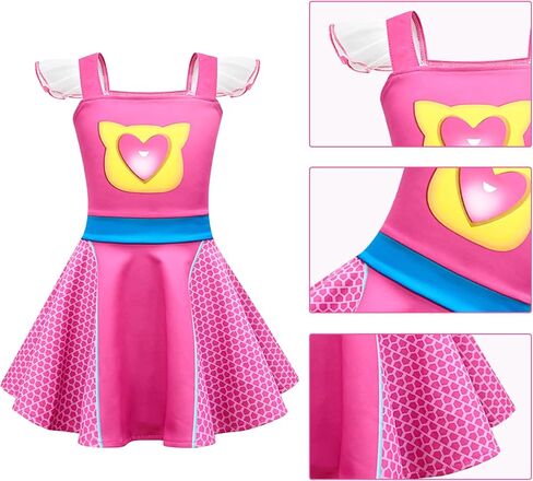 Superhero Costumes for Girls Lace Sleeves Dress–Includes Headband, mask,Earring For Halloween Christmas Outfits in Saudi Arabia