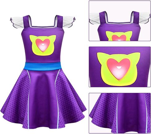 Superhero Costumes for Girls Lace Sleeves Dress–Includes Headband, mask,Earring For Halloween Christmas Outfits in Saudi Arabia