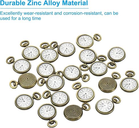 PATIKIL Watch Clock Charm Pendant, Pocket Watch Charm for Woman Necklace Earring Bracelet Jewelry Making and DIY Crafts in Kuwait