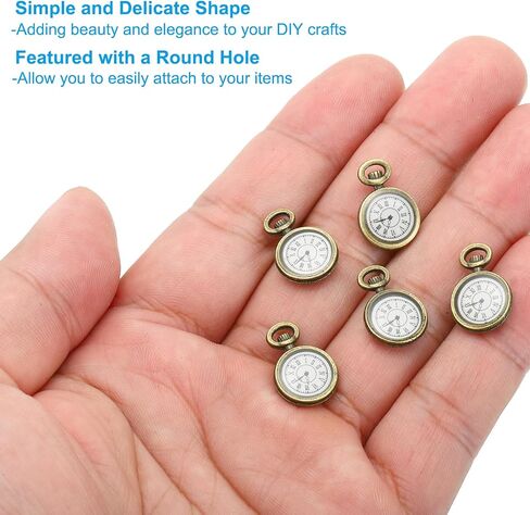PATIKIL Watch Clock Charm Pendant, Pocket Watch Charm for Woman Necklace Earring Bracelet Jewelry Making and DIY Crafts in Kuwait