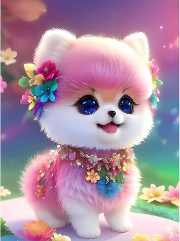 FORLAND Dog Diamond Painting Kits for Adults Beginners - 5D DIY Cute Puppy Full Drill Diamond Kits Painting Crafts for Home Wall Decor, Diamond Art Kits,12x16inch (Dog 1) in Saudi Arabia