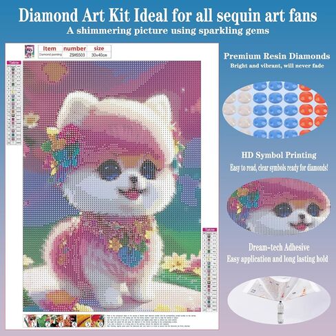 FORLAND Dog Diamond Painting Kits for Adults Beginners - 5D DIY Cute Puppy Full Drill Diamond Kits Painting Crafts for Home Wall Decor, Diamond Art Kits,12x16inch (Dog 1) in Saudi Arabia