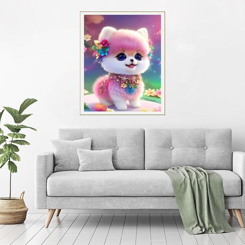 FORLAND Dog Diamond Painting Kits for Adults Beginners - 5D DIY Cute Puppy Full Drill Diamond Kits Painting Crafts for Home Wall Decor, Diamond Art Kits,12x16inch (Dog 1) in Saudi Arabia