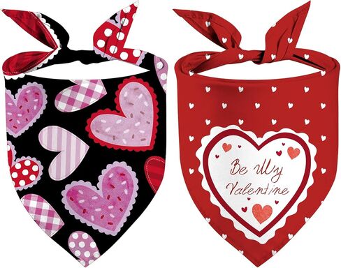 Bandanas Day Dog Mother ، Red Heart Dog Dillfs Holiday Pet Pet Kerchief Double -Side 2 Pack (06) in Kuwait