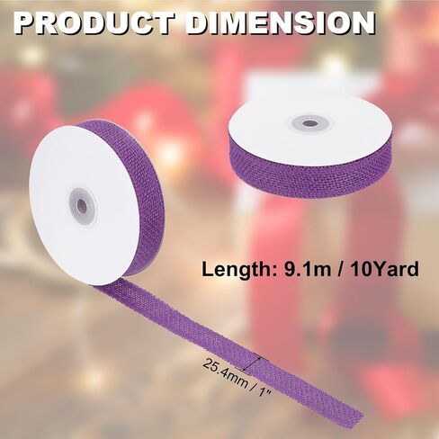 PATIKIL 1 Inch Wide 10 Yards Burlap Ribbon, Natural Jute Fabric Crafts Roll Gift Wrapping for Party Home DIY Bow Decoration Wedding Christmas, Purple in Kuwait