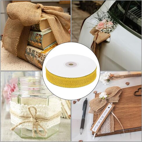 PATIKIL 1 Inch Wide 10 Yards Burlap Ribbon, Natural Jute Fabric Crafts Roll Gift Wrapping for Party Home DIY Bow Decoration Wedding Christmas, Purple in Kuwait