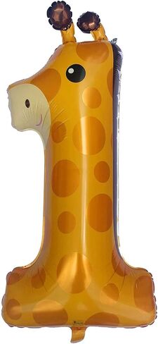 Giraffe 1st Birthday Balloons 40 inch Large Number 1 Balloon Wild 1 Birthday Decorations First Party Supplies for Baby Shower Safari Animals Ballon in Kuwait
