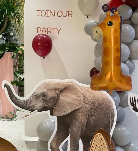 Giraffe 1st Birthday Balloons 40 inch Large Number 1 Balloon Wild 1 Birthday Decorations First Party Supplies for Baby Shower Safari Animals Ballon in Kuwait