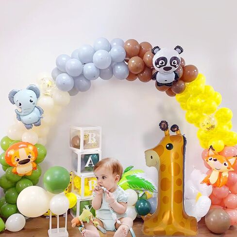 Giraffe 1st Birthday Balloons 40 inch Large Number 1 Balloon Wild 1 Birthday Decorations First Party Supplies for Baby Shower Safari Animals Ballon in Kuwait