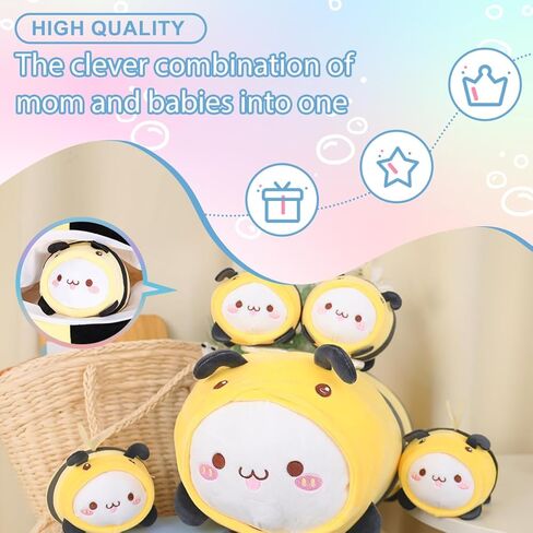 alayger أفخم الباندا الحمراء وسادة الأم محشوة الحيوان مع 4 أطفال الباندا Plushies، سوبر لينة kawaii المعانقة وسادة لعبة الهدايا للأطفال الفراش in Kuwait