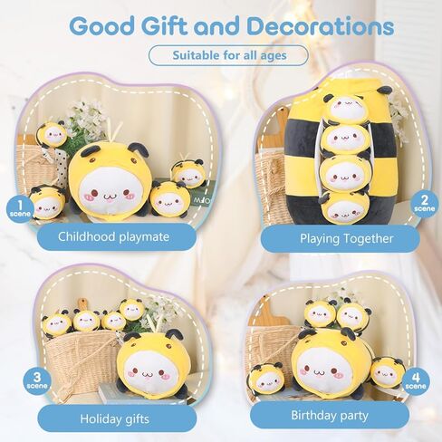 alayger أفخم الباندا الحمراء وسادة الأم محشوة الحيوان مع 4 أطفال الباندا Plushies، سوبر لينة kawaii المعانقة وسادة لعبة الهدايا للأطفال الفراش in Kuwait