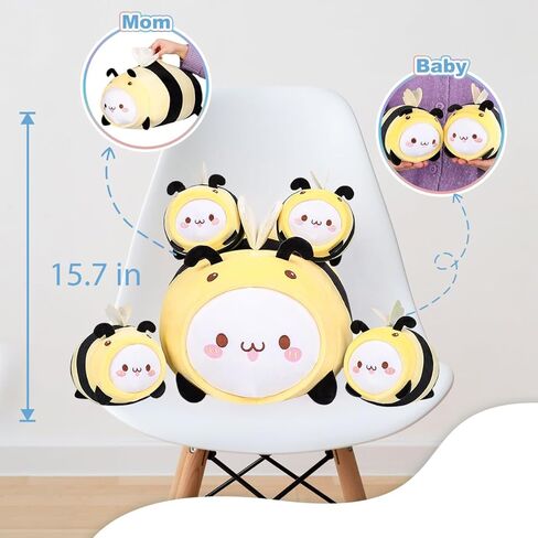 alayger أفخم الباندا الحمراء وسادة الأم محشوة الحيوان مع 4 أطفال الباندا Plushies، سوبر لينة kawaii المعانقة وسادة لعبة الهدايا للأطفال الفراش in Kuwait