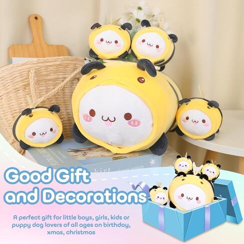 alayger أفخم الباندا الحمراء وسادة الأم محشوة الحيوان مع 4 أطفال الباندا Plushies، سوبر لينة kawaii المعانقة وسادة لعبة الهدايا للأطفال الفراش in Kuwait