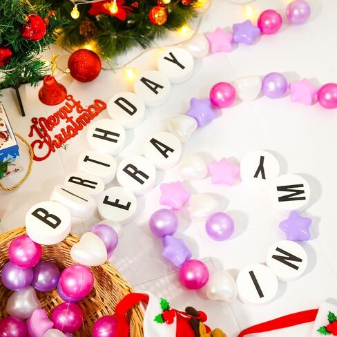 DIY Giant Friendship Bracelet Birthday Banner - Personalized Birthday Banner Garland, Decor Knit with Foam Circles & 50 Plastic Ball Pit Balls for Themed Party (Green Purple) in Kuwait