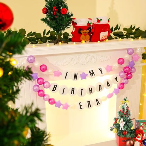 DIY Giant Friendship Bracelet Birthday Banner - Personalized Birthday Banner Garland, Decor Knit with Foam Circles & 50 Plastic Ball Pit Balls for Themed Party (Green Purple) in Kuwait