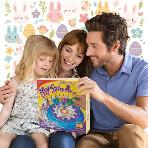 Spin Art Machine Variable Speed, Battery Operated Spinner - Paint Spinner with Splatter Guard, Washable Paint, Spin Art Kit, Art Design Card, Stem Toys, Arts and Crafts in Kuwait