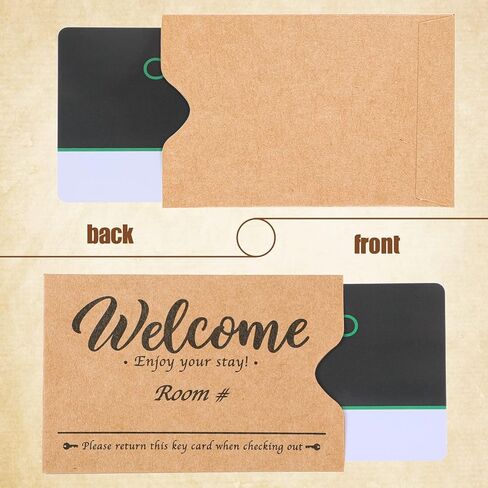 Sabary 500 Pcs Hotel Key Card Envelope Credit Card Protectors Cover Gift Envelope Holder Sleeves Printed Welcome Guests Enjoy Your Stay for Business, 2.36 x 3.54 Inch (Kraft) in Kuwait