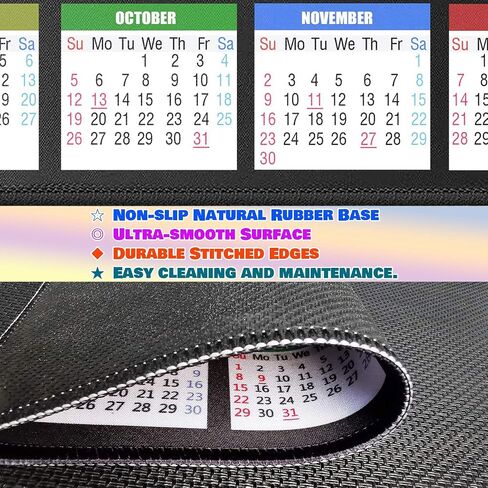 Calendar Mouse Pad with Non-Slip Rubber Base, Premium-Textured & Waterproof Mousepads with Stitched Edges, Mouse Pads for Computers, Laptop, PC, Office & Home (2025 White) in Saudi Arabia