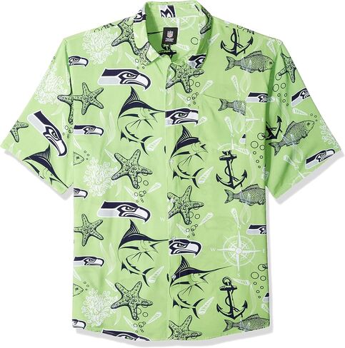 FOCO Men's Houton Texans NFL Team Logo Aloha Tropical Button Up Shirt, Black Floral in Saudi Arabia