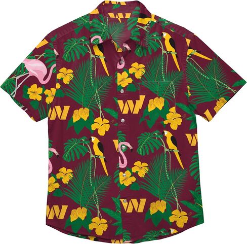 FOCO Men's Houton Texans NFL Team Logo Aloha Tropical Button Up Shirt, Black Floral in Saudi Arabia