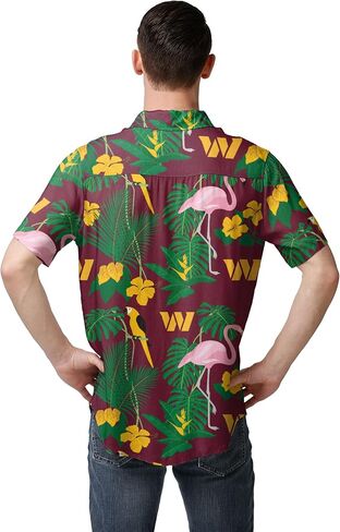 FOCO Men's Houton Texans NFL Team Logo Aloha Tropical Button Up Shirt, Black Floral in Saudi Arabia