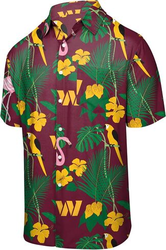 FOCO Men's Houton Texans NFL Team Logo Aloha Tropical Button Up Shirt, Black Floral in Saudi Arabia