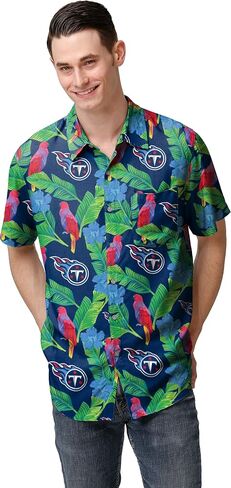 FOCO Men's Houton Texans NFL Team Logo Aloha Tropical Button Up Shirt, Black Floral in Saudi Arabia