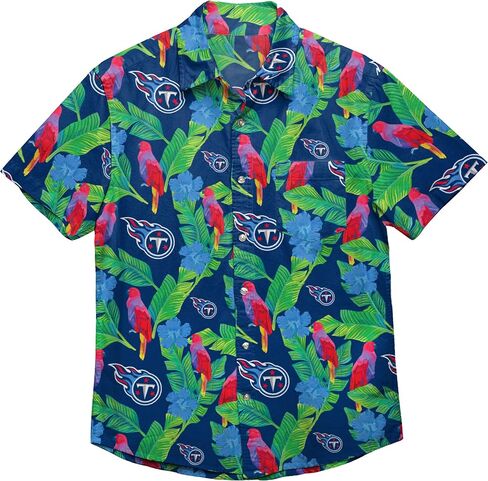 FOCO Men's Houton Texans NFL Team Logo Aloha Tropical Button Up Shirt, Black Floral in Saudi Arabia