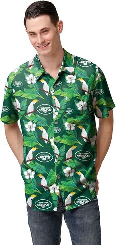 FOCO Men's Houton Texans NFL Team Logo Aloha Tropical Button Up Shirt, Black Floral in Saudi Arabia