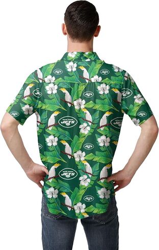 FOCO Men's Houton Texans NFL Team Logo Aloha Tropical Button Up Shirt, Black Floral in Saudi Arabia