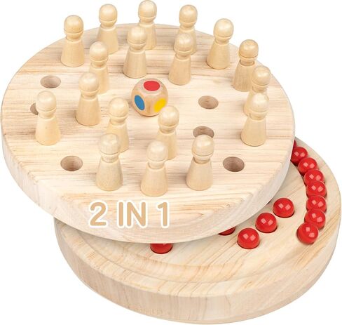Wooden Memory Chess, Double-Sided Color, Kids Wooden Memory Match Stick Chess with Storage Bag in Saudi Arabia
