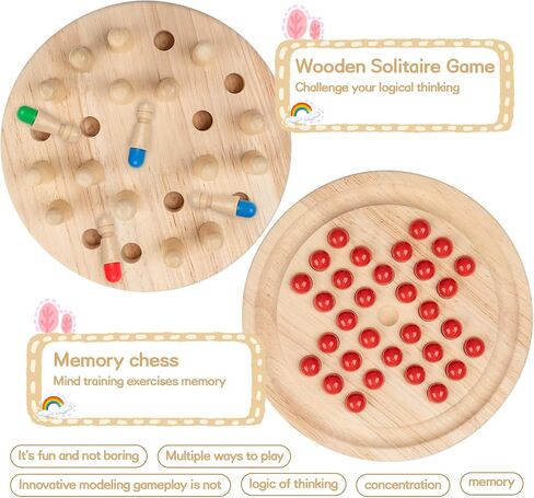 Wooden Memory Chess, Double-Sided Color, Kids Wooden Memory Match Stick Chess with Storage Bag in Saudi Arabia