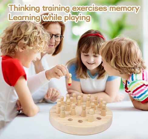 Wooden Memory Chess, Double-Sided Color, Kids Wooden Memory Match Stick Chess with Storage Bag in Saudi Arabia