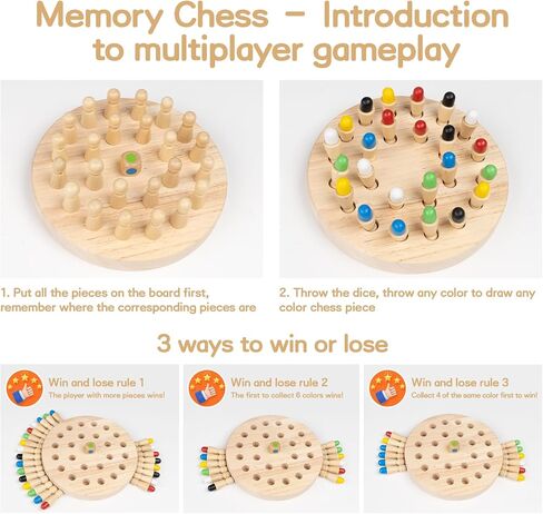 Wooden Memory Chess, Double-Sided Color, Kids Wooden Memory Match Stick Chess with Storage Bag in Saudi Arabia