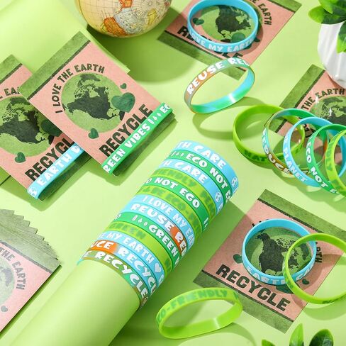 30 مجموعات/ 60 PCS Earth Day Wristbands with Love the Earth Cards Party Party Favors Recycleds for School Scarram in Kuwait