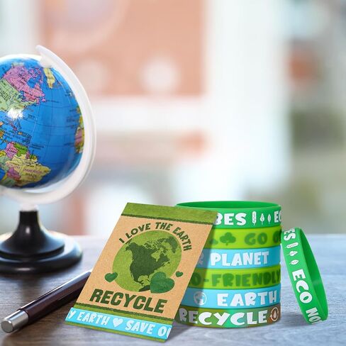 30 مجموعات/ 60 PCS Earth Day Wristbands with Love the Earth Cards Party Party Favors Recycleds for School Scarram in Kuwait