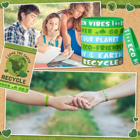 30 مجموعات/ 60 PCS Earth Day Wristbands with Love the Earth Cards Party Party Favors Recycleds for School Scarram in Kuwait