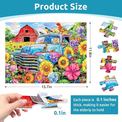 3 حزم 48 لغزًا كبيرًا لكبار السن ، أنشطة منتجات مرض الزهايمر للبالغين من كبار السن ، ألعاب الزهايمر للألعاب المعرفية سهلة الهدايا اللغز مع 3 أكياس تخزين in Kuwait