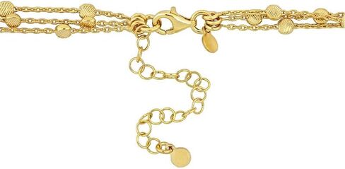 Women's 3-Strand Station Ball Necklace - Sterling Silver, Yellow Gold Flashed Plated, Rose Gold Flashed Plated, or Multi-Tone - Adjustable 16"+2" Extender in Kuwait