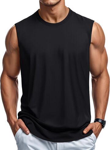 MAGCOMSEN Men's Tank Top Cotton Muscle Workout Gym Shirts Moisture Wicking Lightweight Summer Casual Sleeveless Shirts in Saudi Arabia