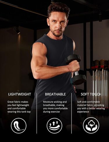 MAGCOMSEN Men's Tank Top Cotton Muscle Workout Gym Shirts Moisture Wicking Lightweight Summer Casual Sleeveless Shirts in Saudi Arabia