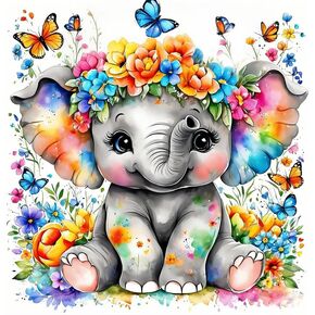 BXXRBX Elephant Diamond Art Painting Kits for Adults- Animals Diamond Painting Kits for Adults, Gem Art Painting Kit for Home Wall Decoration Gift 14x14 Inch