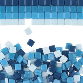 Blue Mosaic Tiles for Crafts, 200g Square Mosaic Glass Pieces Bulk, Glass Mosaic Tiles Craft Supplies (Sky Blue)