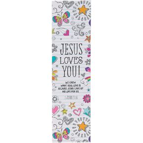 Christian Art Gifts Bookmark-Notebook Doodles/Jesus Loves You 1 John 3:16 (Pack of 10)