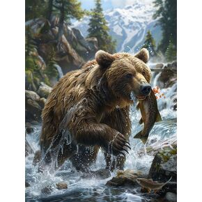 Wergund Diamond Art Painting Bear, Diamond Art Kits for Adults Animal, Full Drill Crystal Rhinestone Embroidery Cross Stitch Arts Craft Canvas Wall Decor Gift 12x16Inch/30x40 cm-4