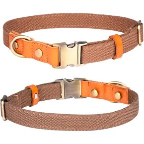 Nylon Dog Collar, with Metal Safety Buckle, Adjustable Leather & Nylon Pet Collars for Small Medium Large Dogs (L, Light Blue)