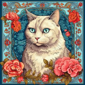 Bimkole DIY 5D Diamond Painting Kits Cat Flower, Full Drill Rhinestone Embroidery Set by Number Kits Paint with Diamonds Animal Cross Stitch Home Wall Decor 12x16in